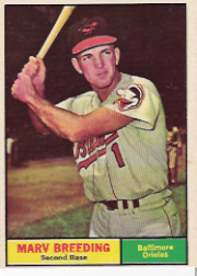 1961 Topps Baseball Cards      321     Marv Breeding